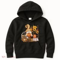 Autumn Fall Season Gnome Pumpkin Floral Kids Hoodie thumb 0
