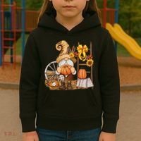 Autumn Fall Season Gnome Pumpkin Floral Kids Hoodie thumb 3
