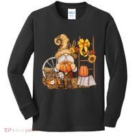 Autumn Fall Season Gnome Pumpkin Floral Kids Long Sleeve Shirt thumb 0