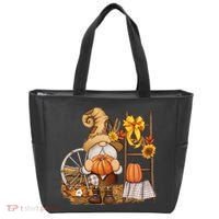 Autumn Fall Season Gnome Pumpkin Floral Tote Bag thumb 0