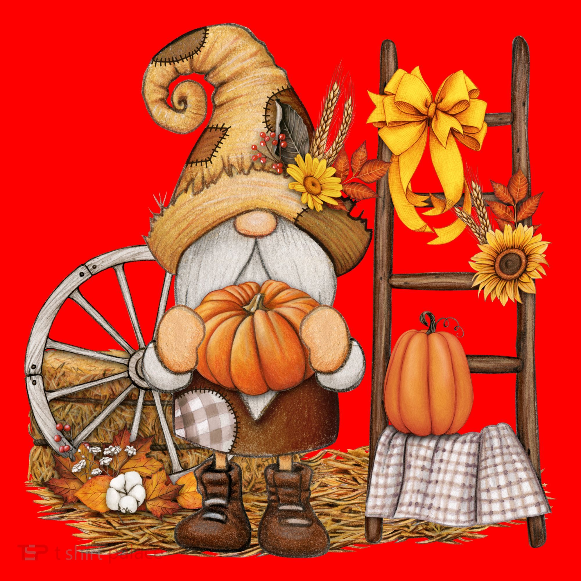 Autumn Fall Season Gnome Pumpkin Floral Santa Hat