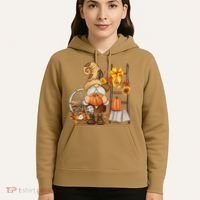 Autumn Fall Season Gnome Pumpkin Floral Hoodie thumb 5