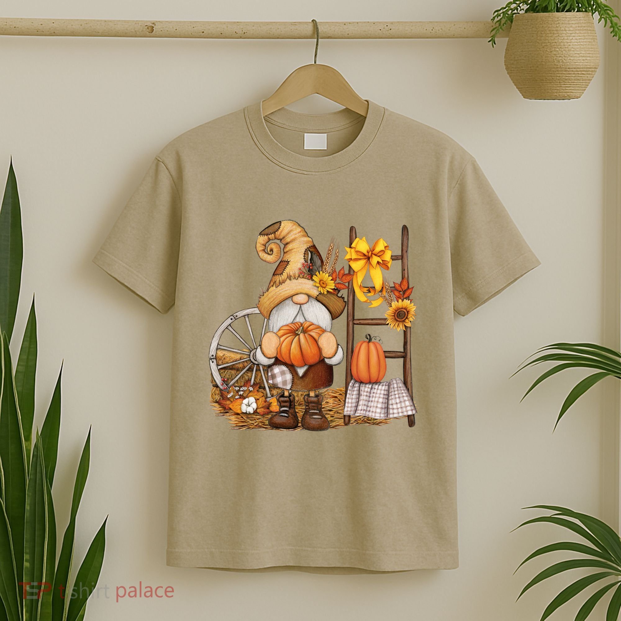 Autumn Fall Season Gnome Pumpkin Floral T-Shirt
