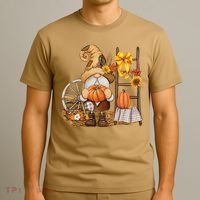 Autumn Fall Season Gnome Pumpkin Floral T-Shirt thumb 3