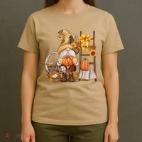Autumn Fall Season Gnome Pumpkin Floral T-Shirt thumb 4