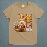 Autumn Fall Season Gnome Pumpkin Floral T-Shirt thumb 5
