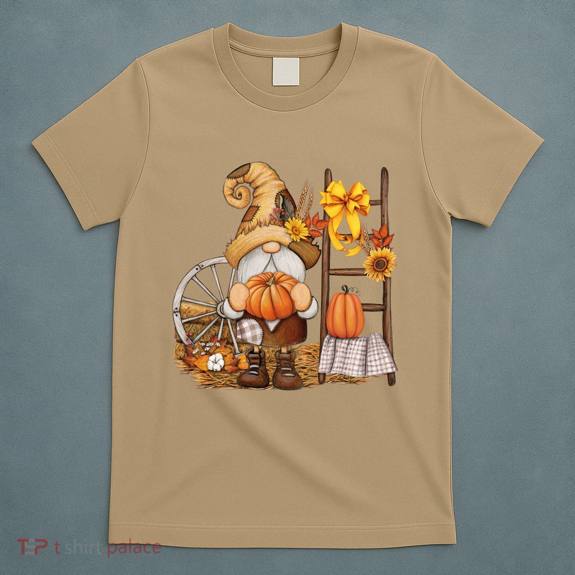 Autumn Fall Season Gnome Pumpkin Floral T-Shirt