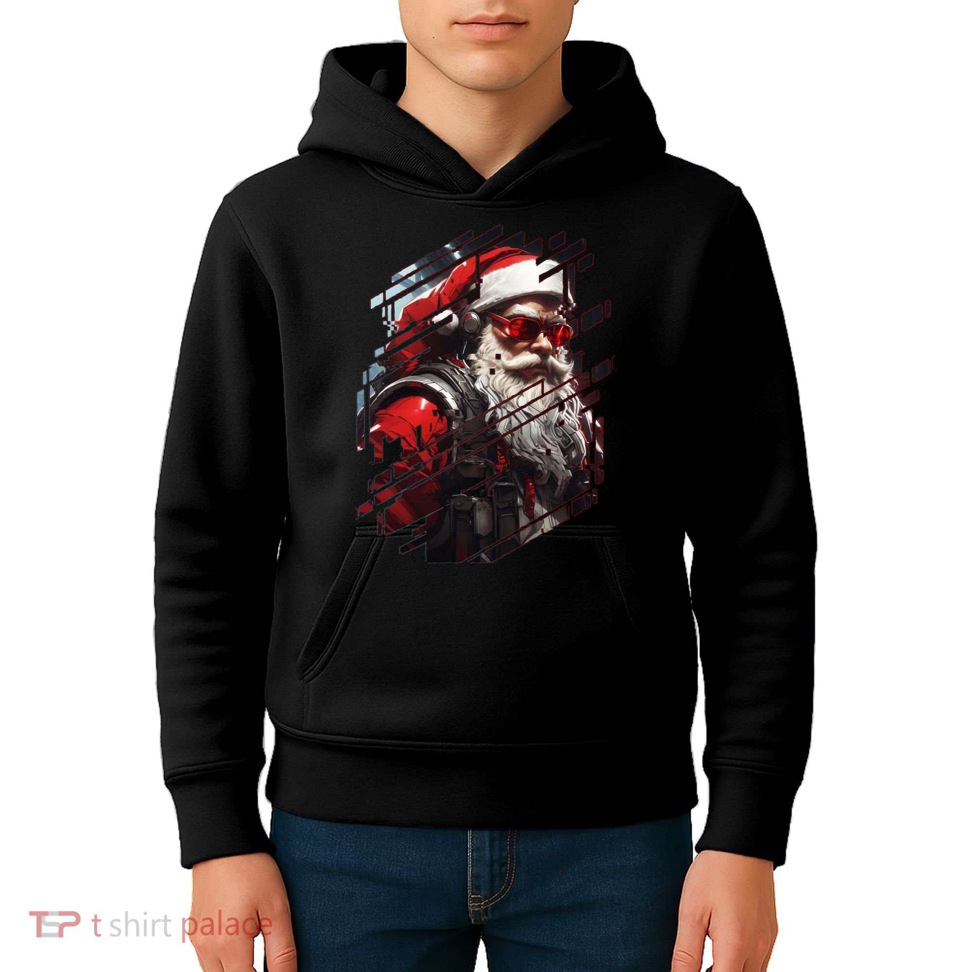 Action Filled Santa Kids Hoodie