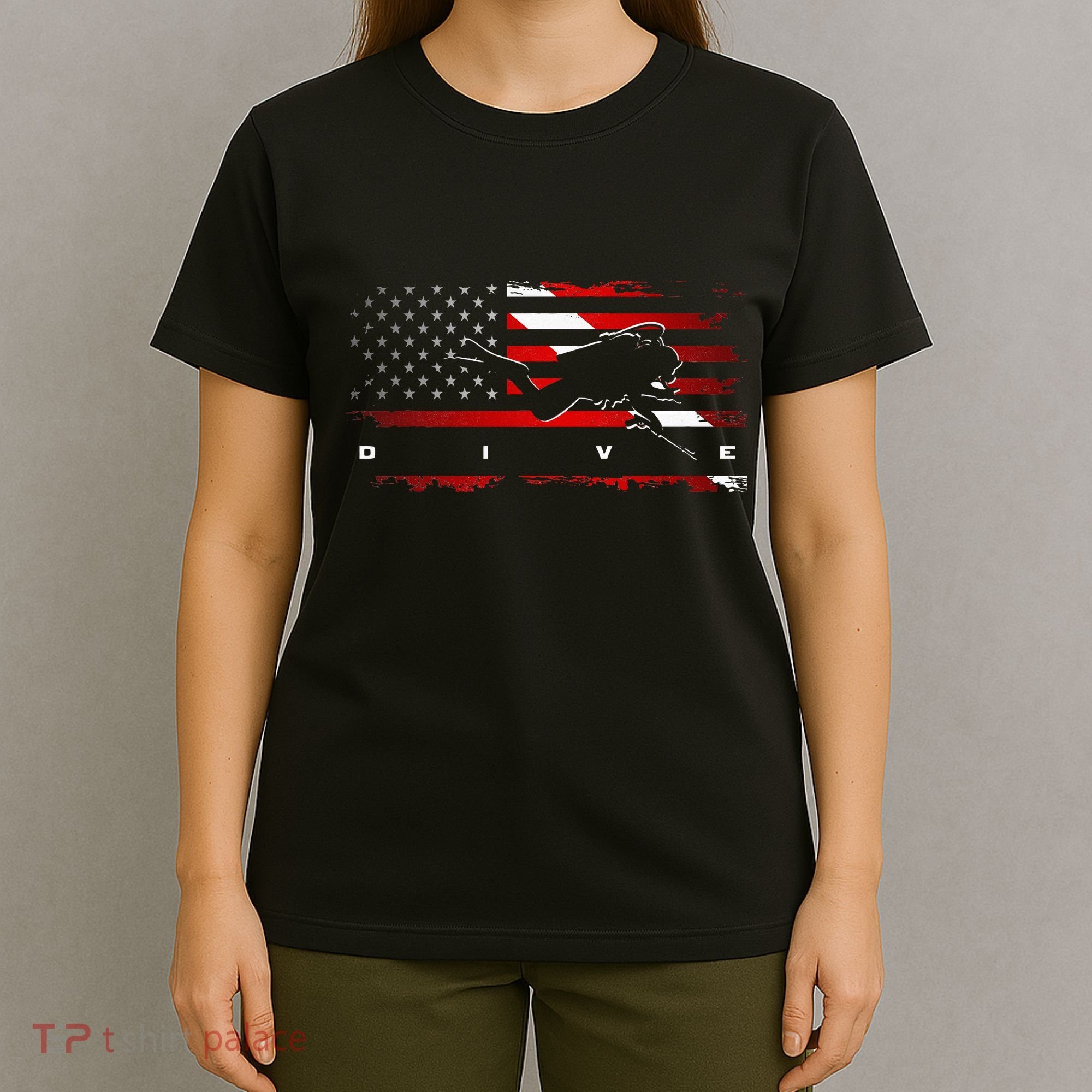 American Flag Scuba Diving Apparel Scuba Diving T-Shirt