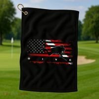 American Flag Scuba Diving Apparel Scuba Diving Golf Towel thumb 1