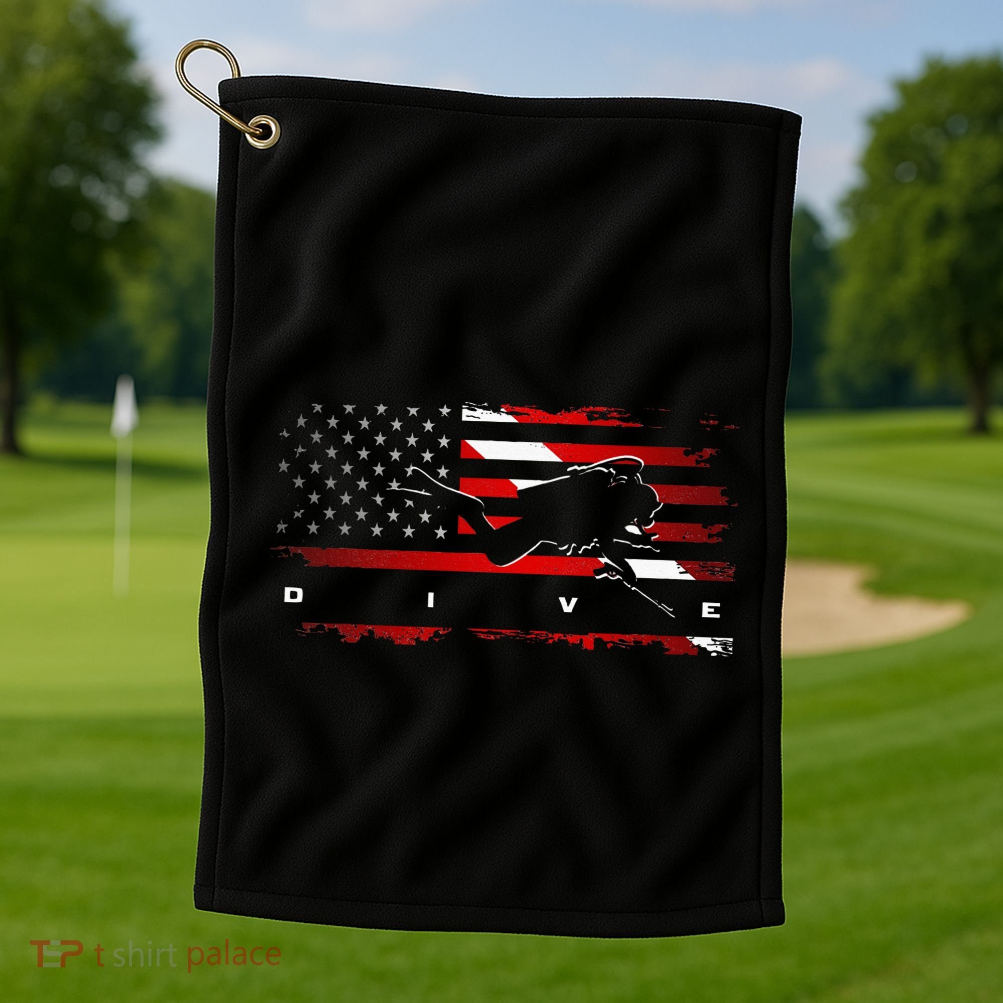 American Flag Scuba Diving Apparel Scuba Diving Golf Towel
