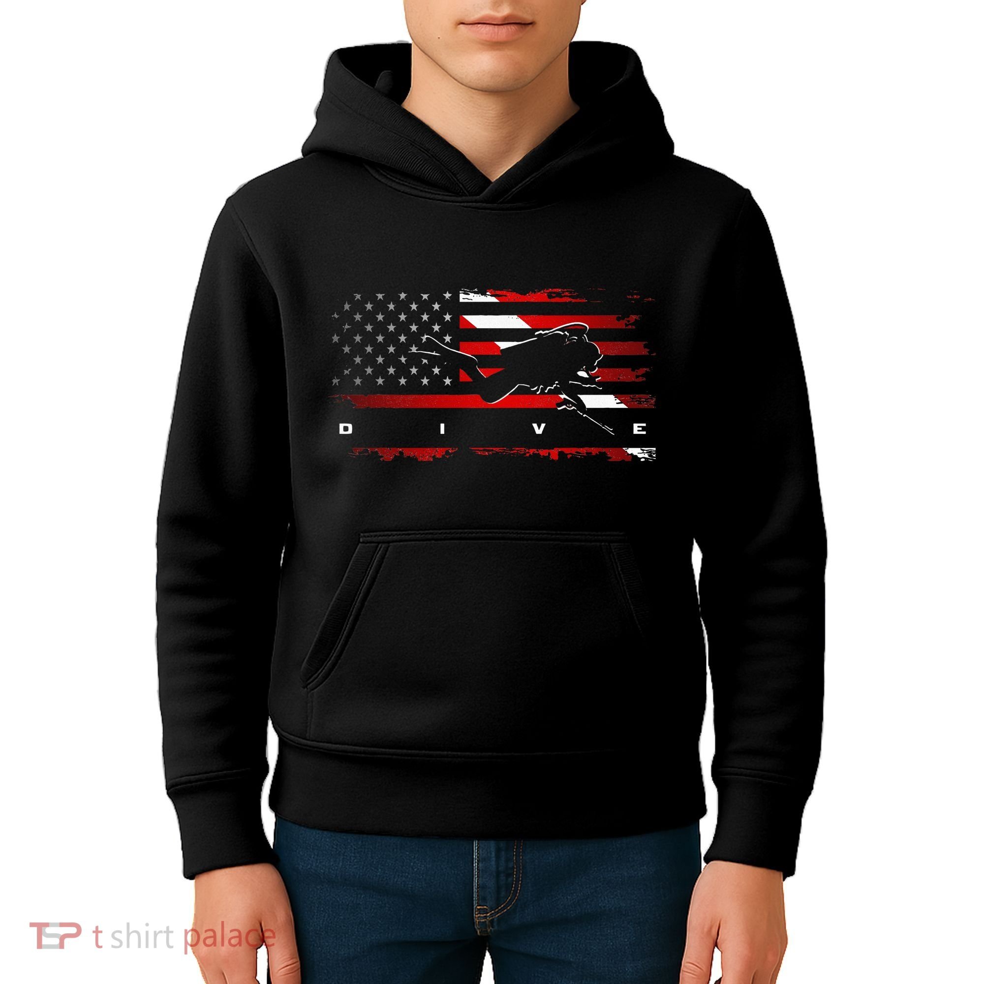 American Flag Scuba Diving Apparel Scuba Diving Kids Hoodie