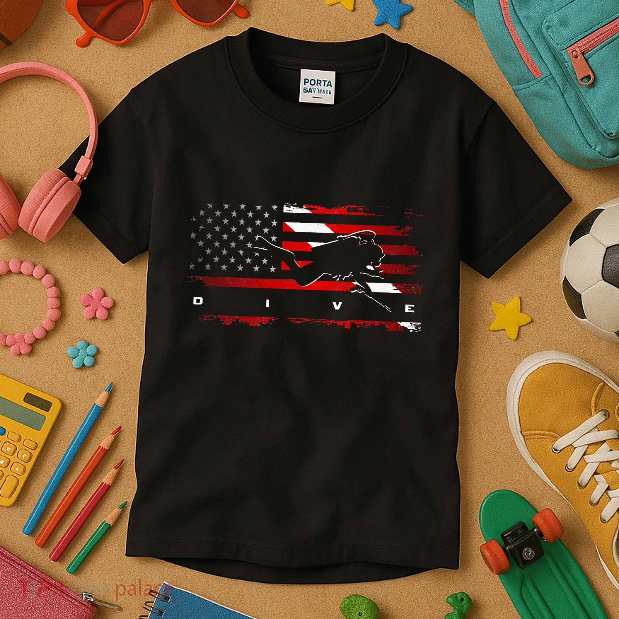 American Flag Scuba Diving Apparel Scuba Diving Kids T-Shirt