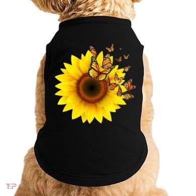 Autumn Fall Sunflower Butterflies Doggie Tank