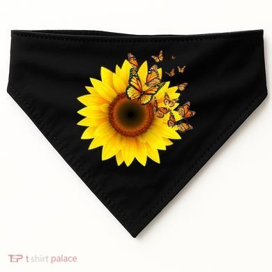 Autumn Fall Sunflower Butterflies USA-Made Doggie Bandana