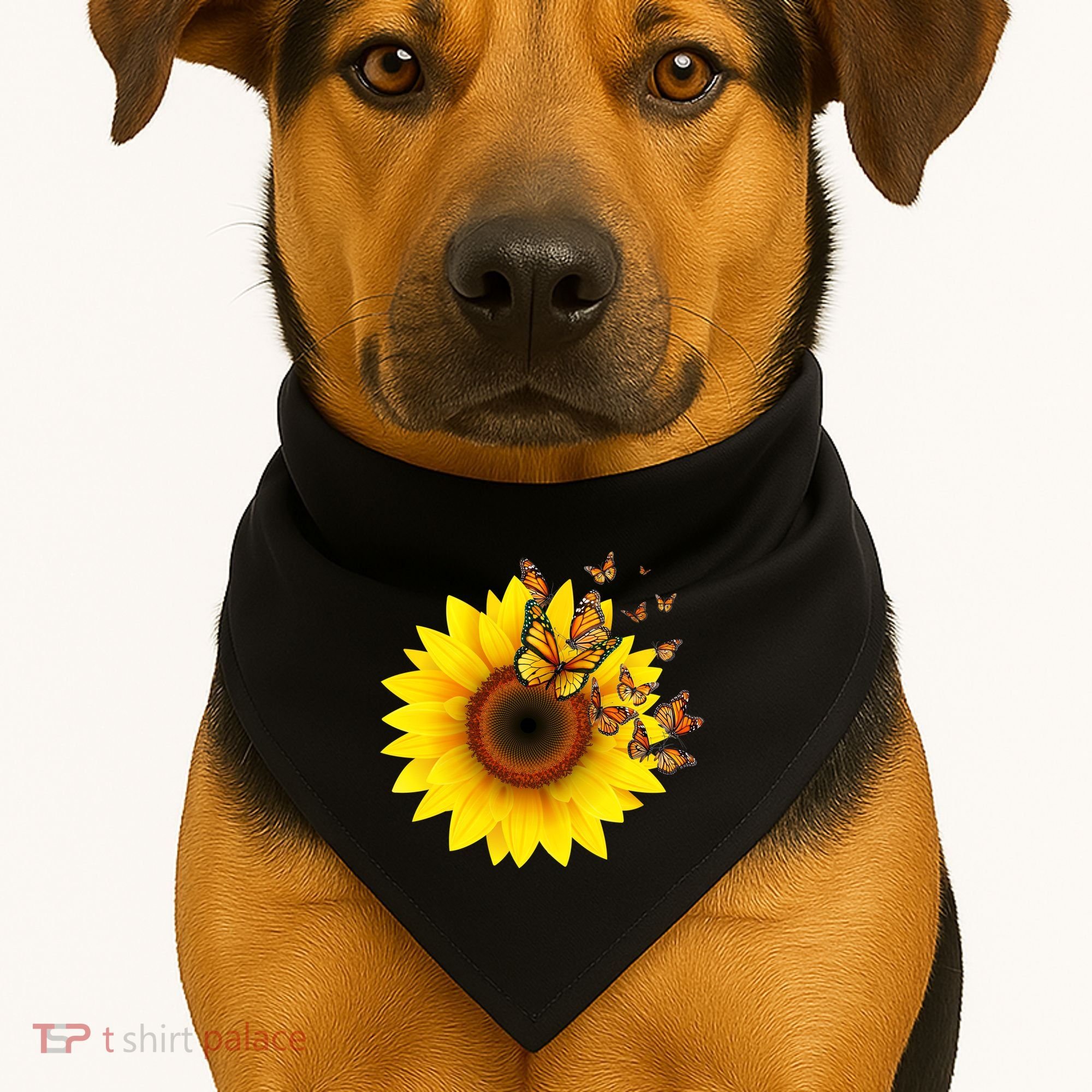 Autumn Fall Sunflower Butterflies USA-Made Doggie Bandana