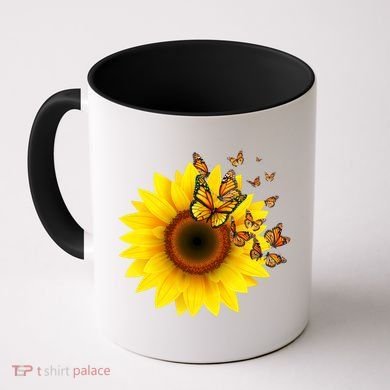 Autumn Fall Sunflower Butterflies Coffee Mug
