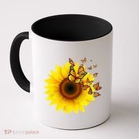 Autumn Fall Sunflower Butterflies Coffee Mug thumb 0