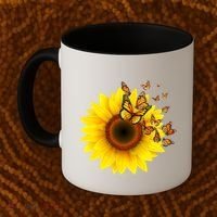 Autumn Fall Sunflower Butterflies Coffee Mug thumb 2