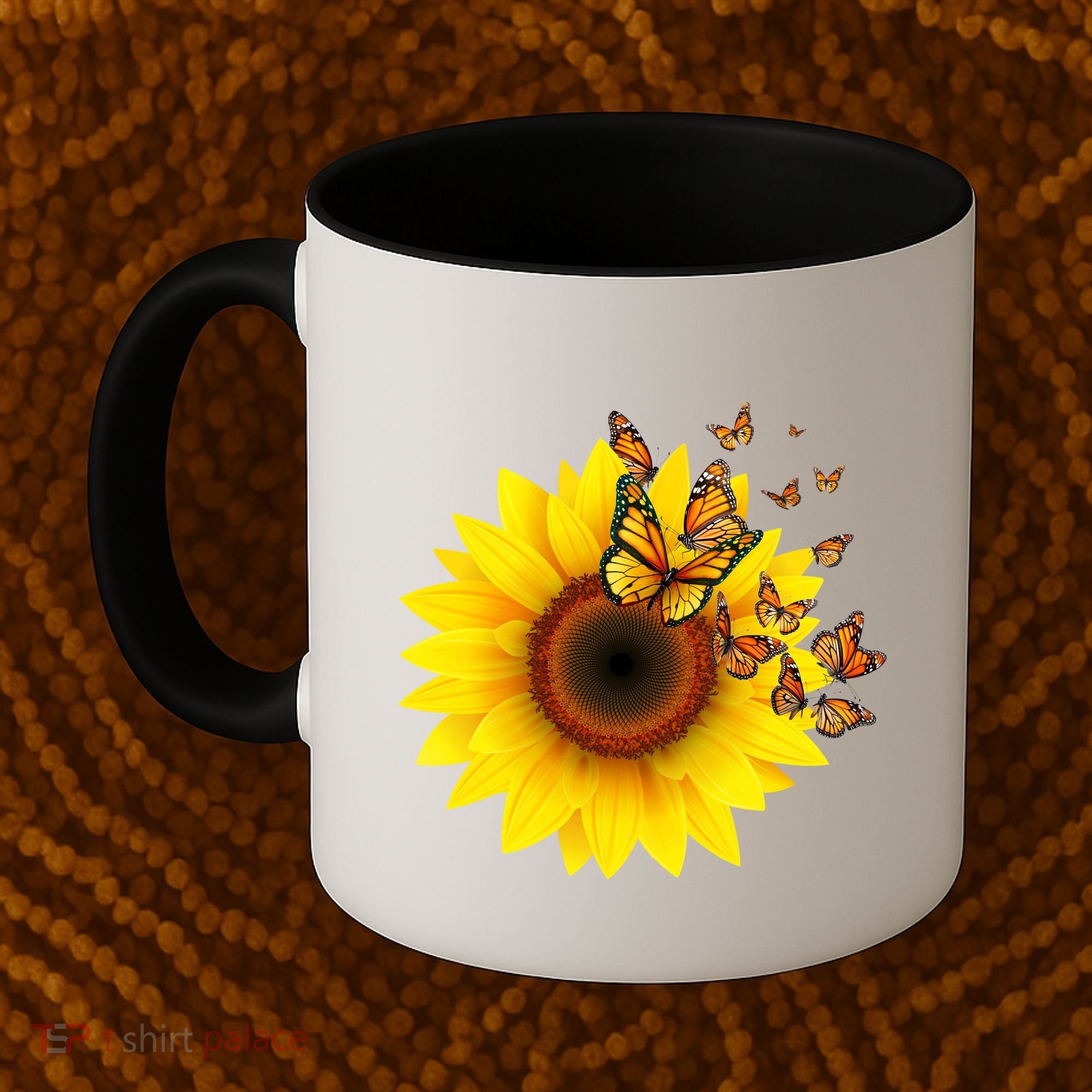 Autumn Fall Sunflower Butterflies Coffee Mug