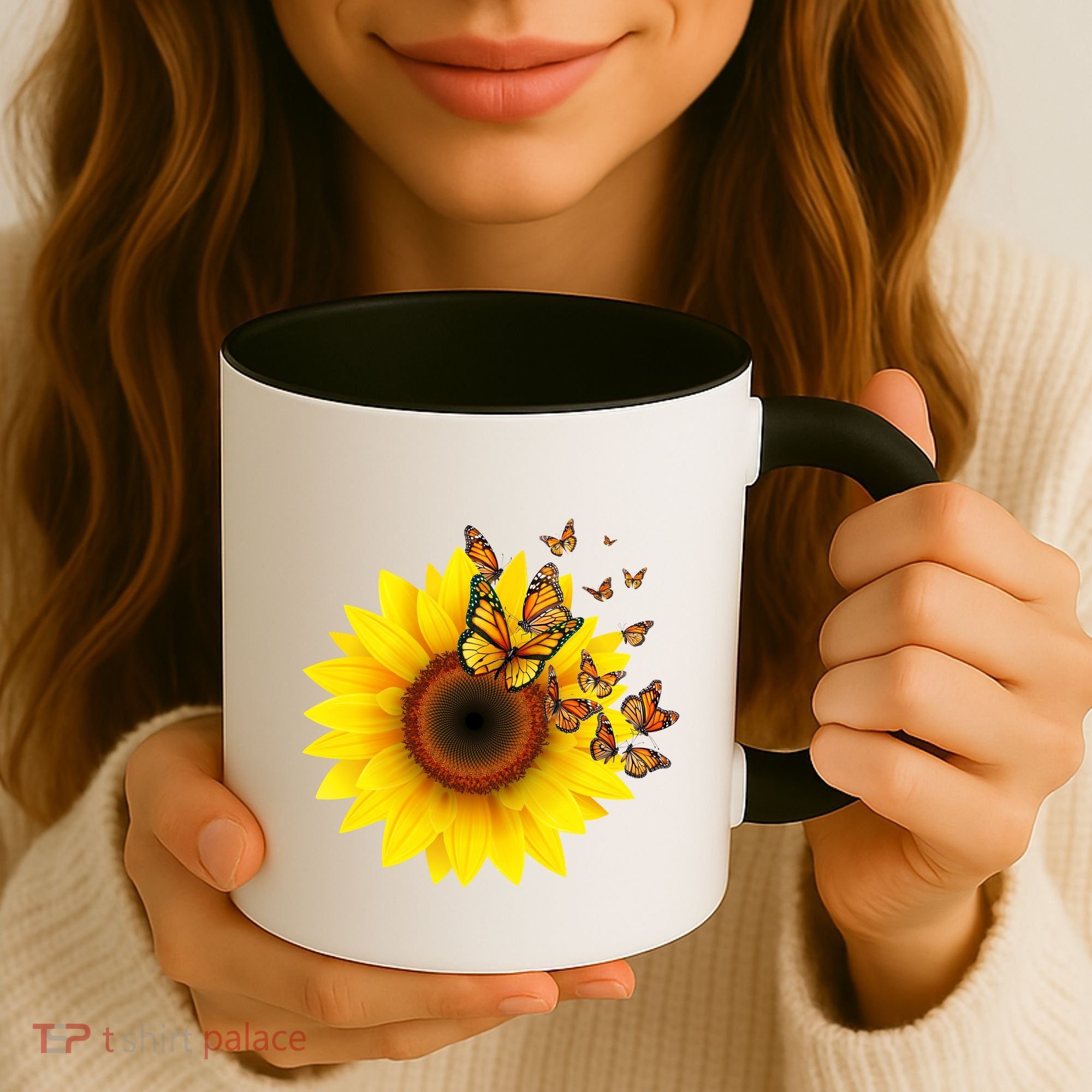 Autumn Fall Sunflower Butterflies Coffee Mug