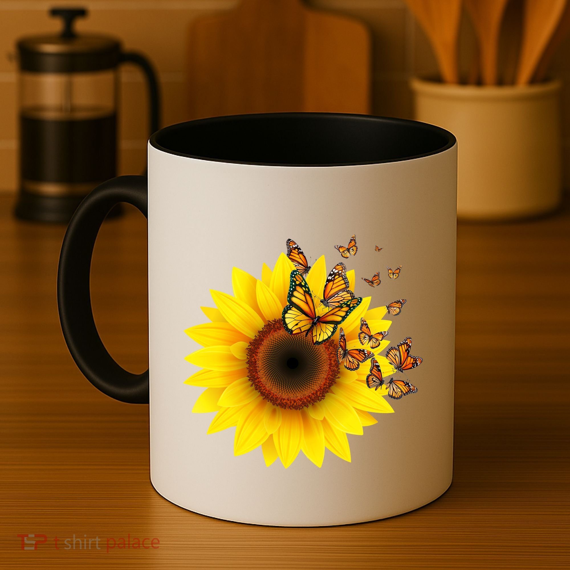 Autumn Fall Sunflower Butterflies Coffee Mug