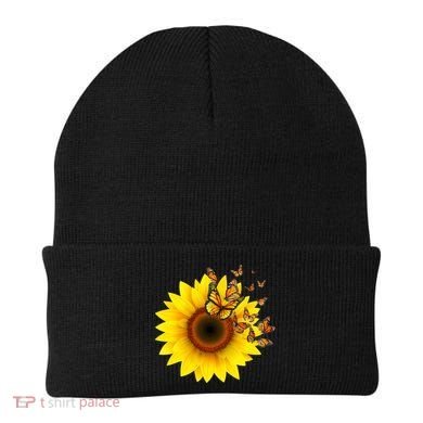 Autumn Fall Sunflower Butterflies Beanie
