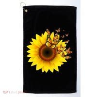 Autumn Fall Sunflower Butterflies Golf Towel thumb 0