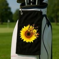 Autumn Fall Sunflower Butterflies Golf Towel thumb 2