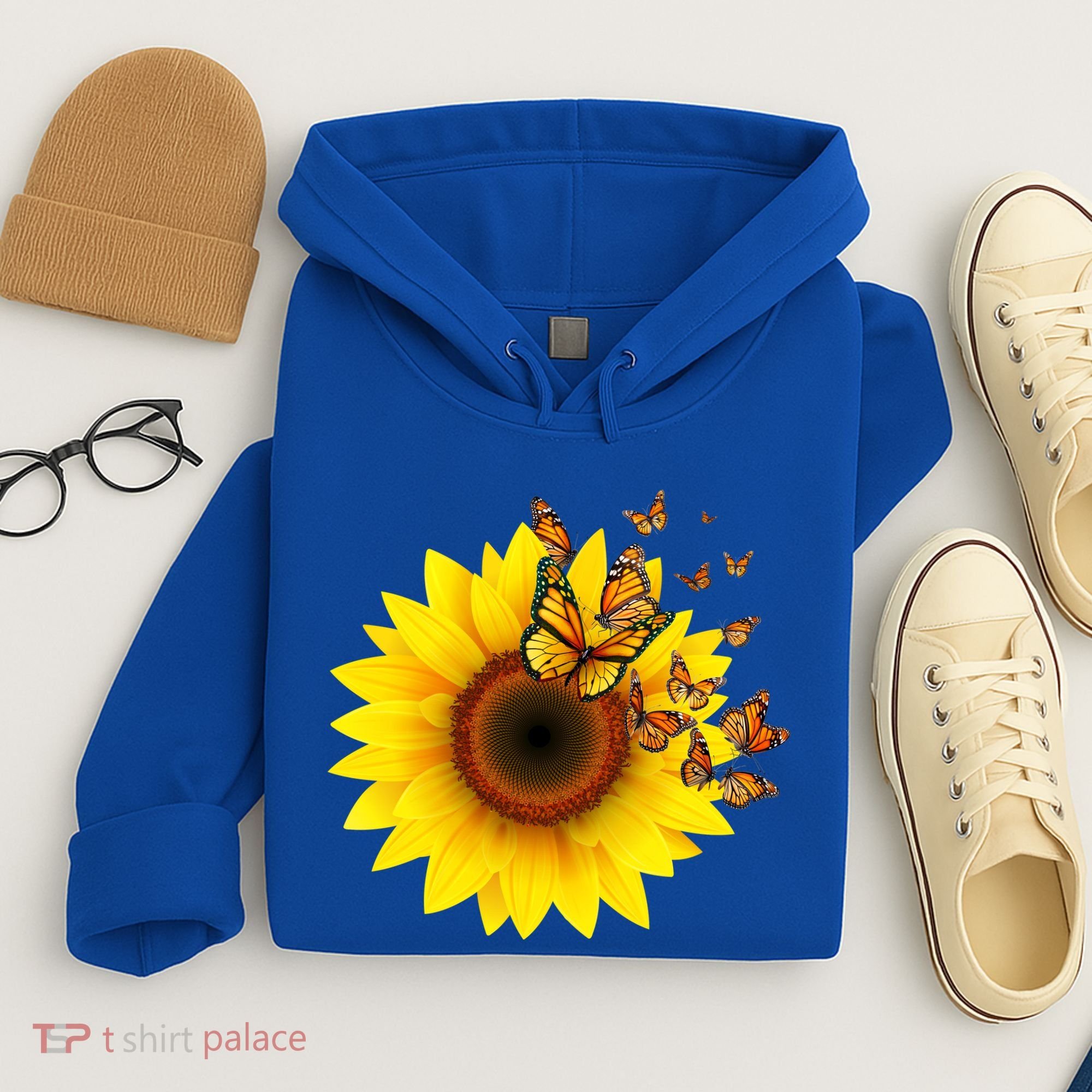 Autumn Fall Sunflower Butterflies Hoodie