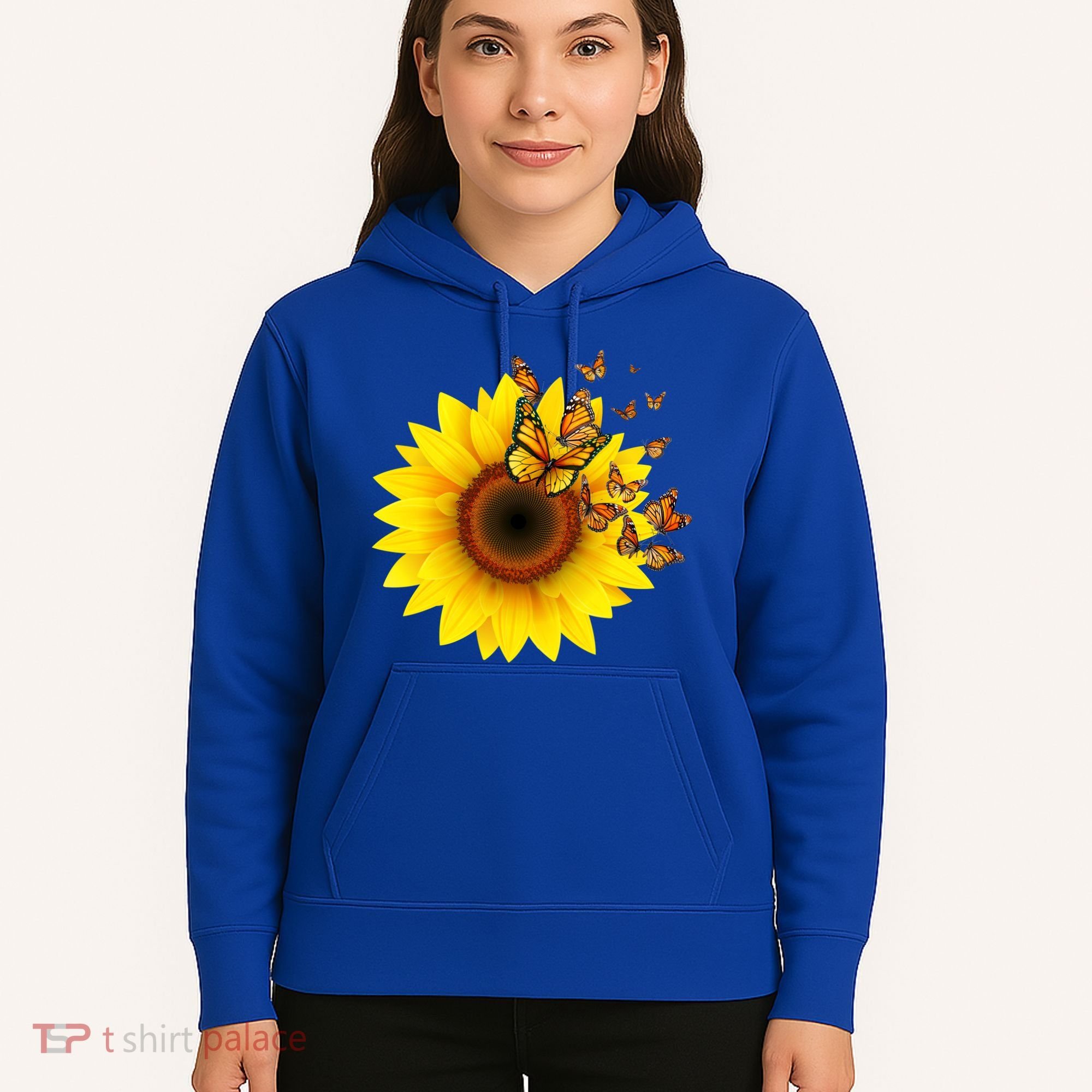 Autumn Fall Sunflower Butterflies Hoodie
