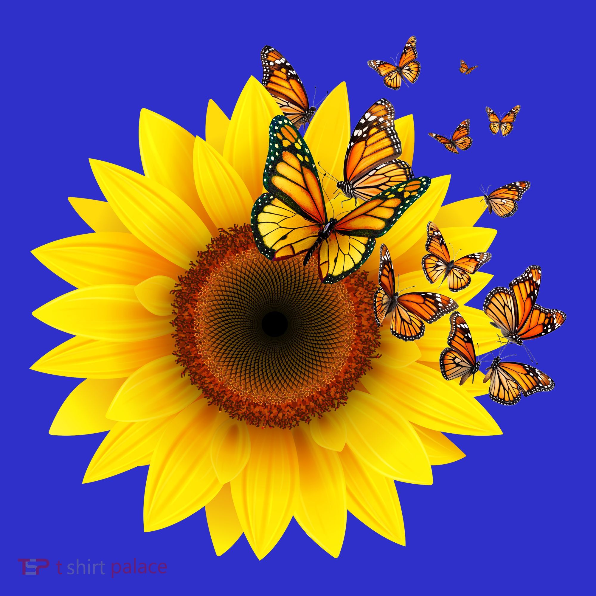 Autumn Fall Sunflower Butterflies Long Sleeve Shirt