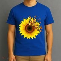 Autumn Fall Sunflower Butterflies T-Shirt thumb 3
