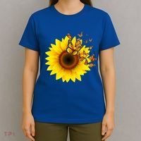 Autumn Fall Sunflower Butterflies T-Shirt thumb 4