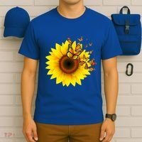 Autumn Fall Sunflower Butterflies T-Shirt thumb 6