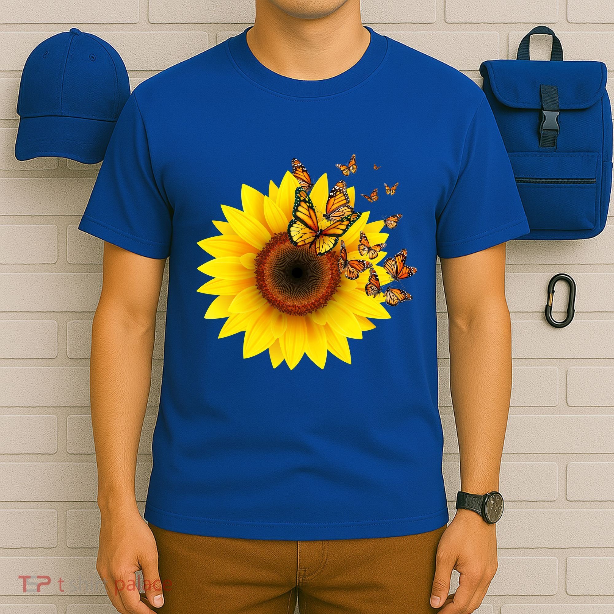 Autumn Fall Sunflower Butterflies T-Shirt