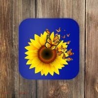 Autumn Fall Sunflower Butterflies Coaster thumb 0
