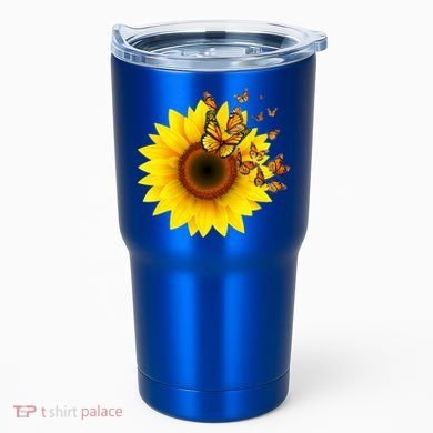 Autumn Fall Sunflower Butterflies Tumbler