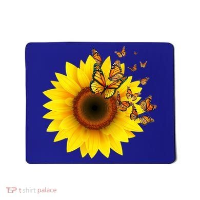 Autumn Fall Sunflower Butterflies Mousepad