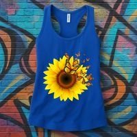 Autumn Fall Sunflower Butterflies Women's Tank Top thumb 3