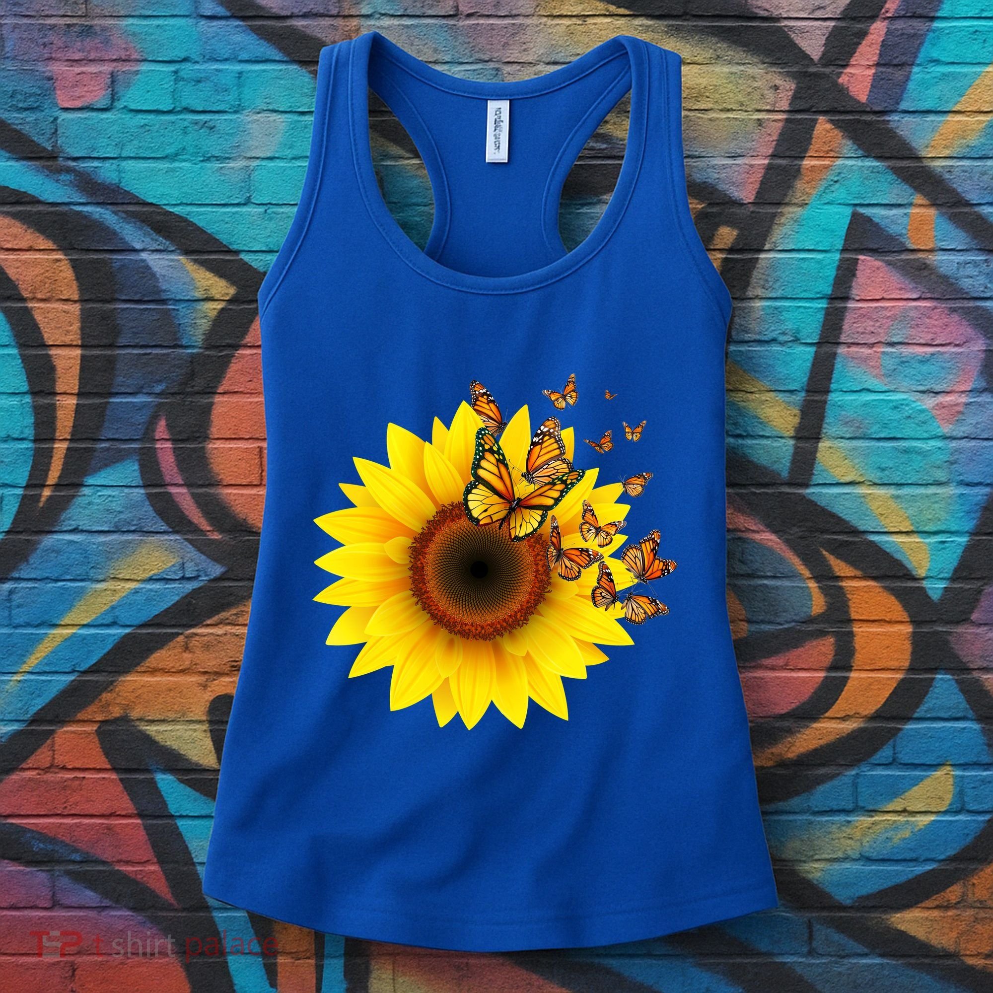 Autumn Fall Sunflower Butterflies Women's Tank Top