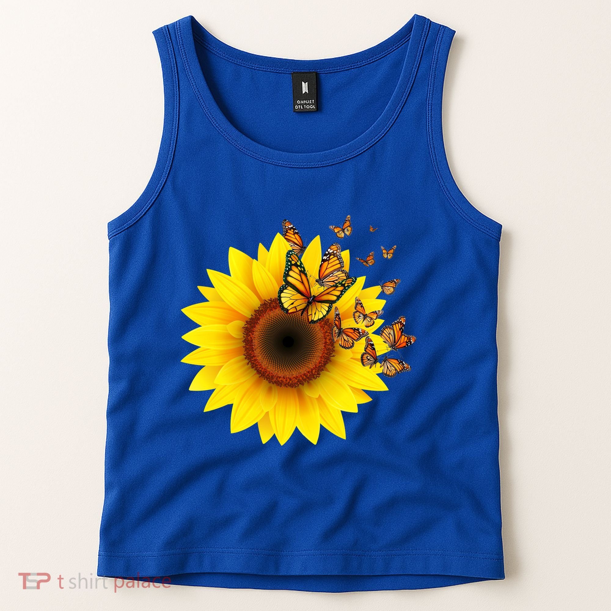 Autumn Fall Sunflower Butterflies Tank Top