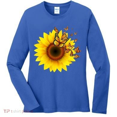 Autumn Fall Sunflower Butterflies Women's Long Sleeve Shirt