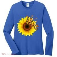 Autumn Fall Sunflower Butterflies Women's Long Sleeve Shirt thumb 0