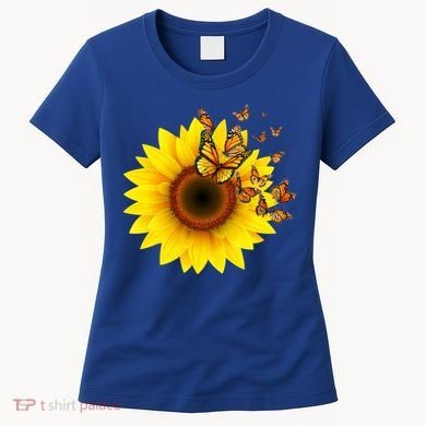 Autumn Fall Sunflower Butterflies Women's T-Shirt