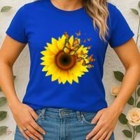 Autumn Fall Sunflower Butterflies Women's T-Shirt thumb 2
