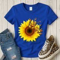 Autumn Fall Sunflower Butterflies Women's T-Shirt thumb 3