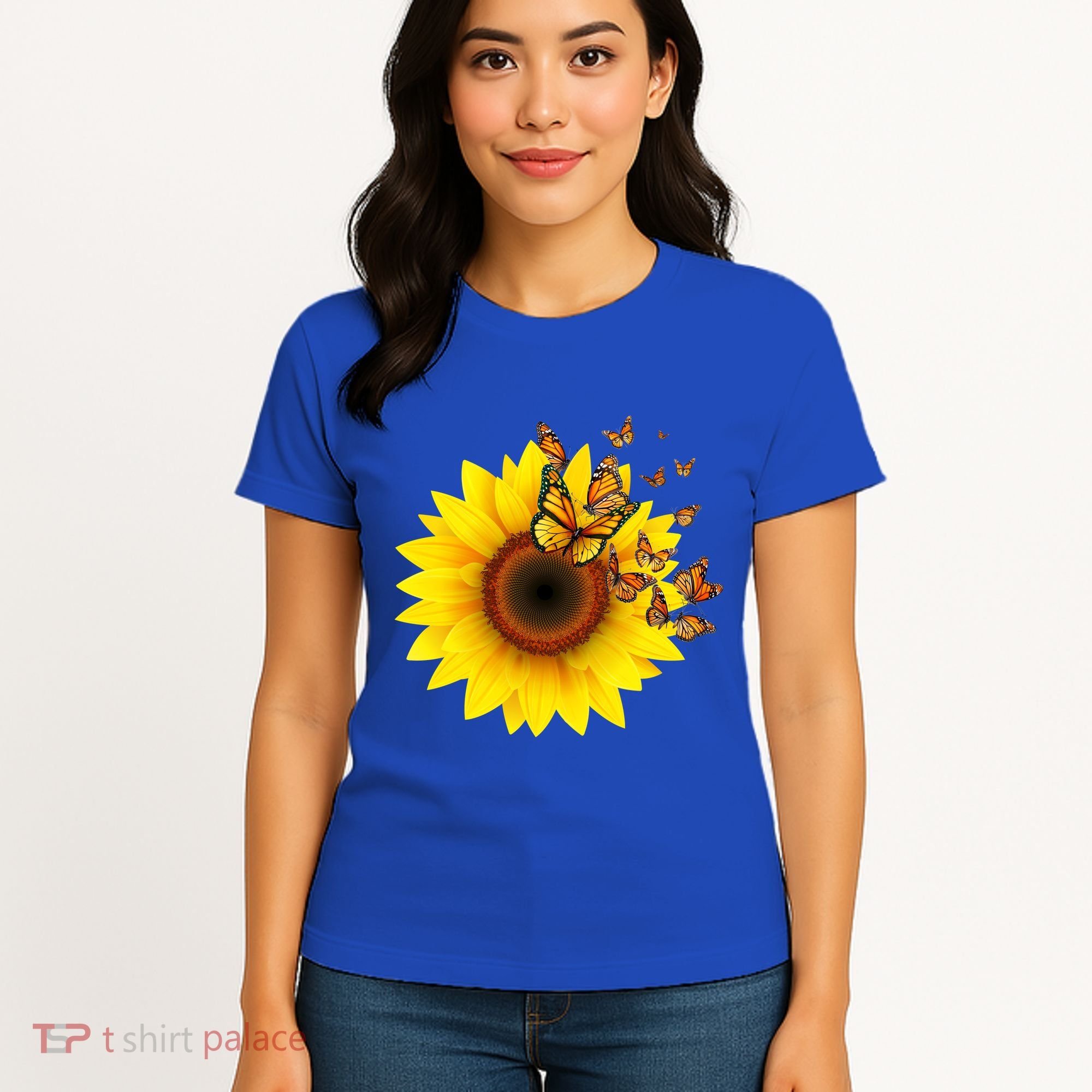 Autumn Fall Sunflower Butterflies Women's T-Shirt