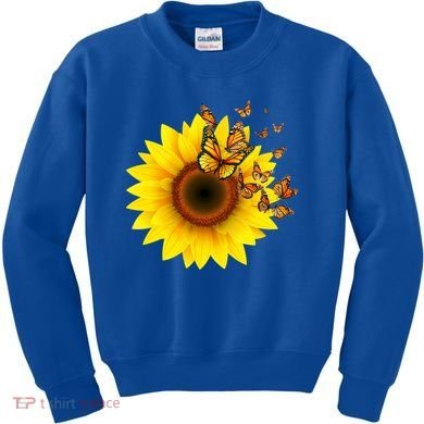Autumn Fall Sunflower Butterflies Kids Sweatshirt