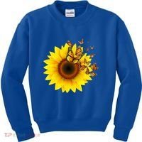 Autumn Fall Sunflower Butterflies Kids Sweatshirt thumb 0